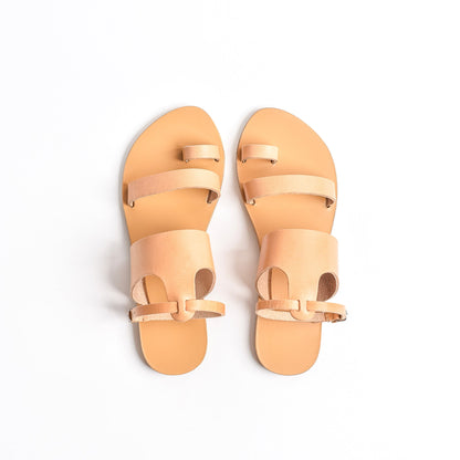 Alexandra Sandals - White Flat Sandals - PROÉLEFSI