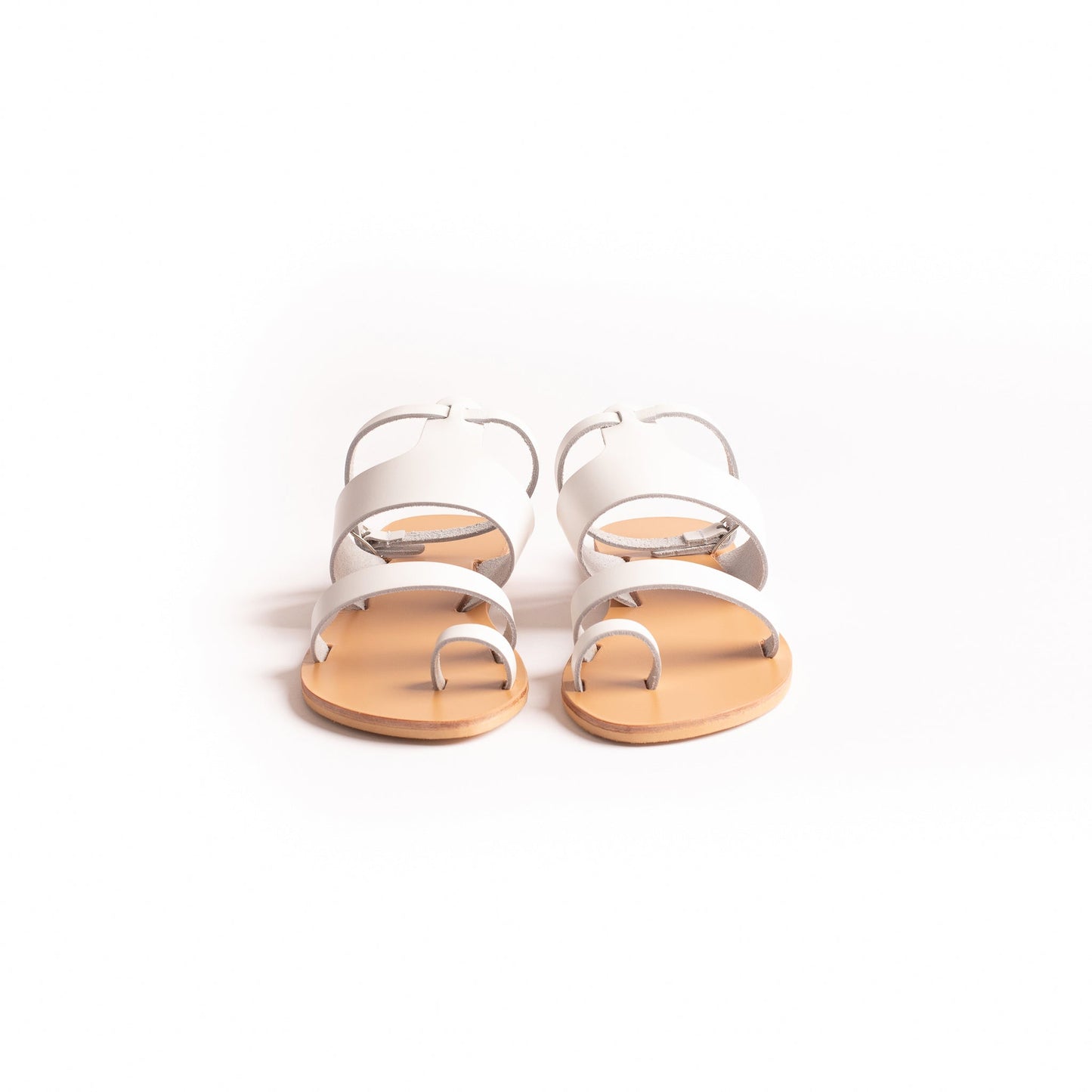 Alexandra Sandals - White Flat Sandals - PROÉLEFSI