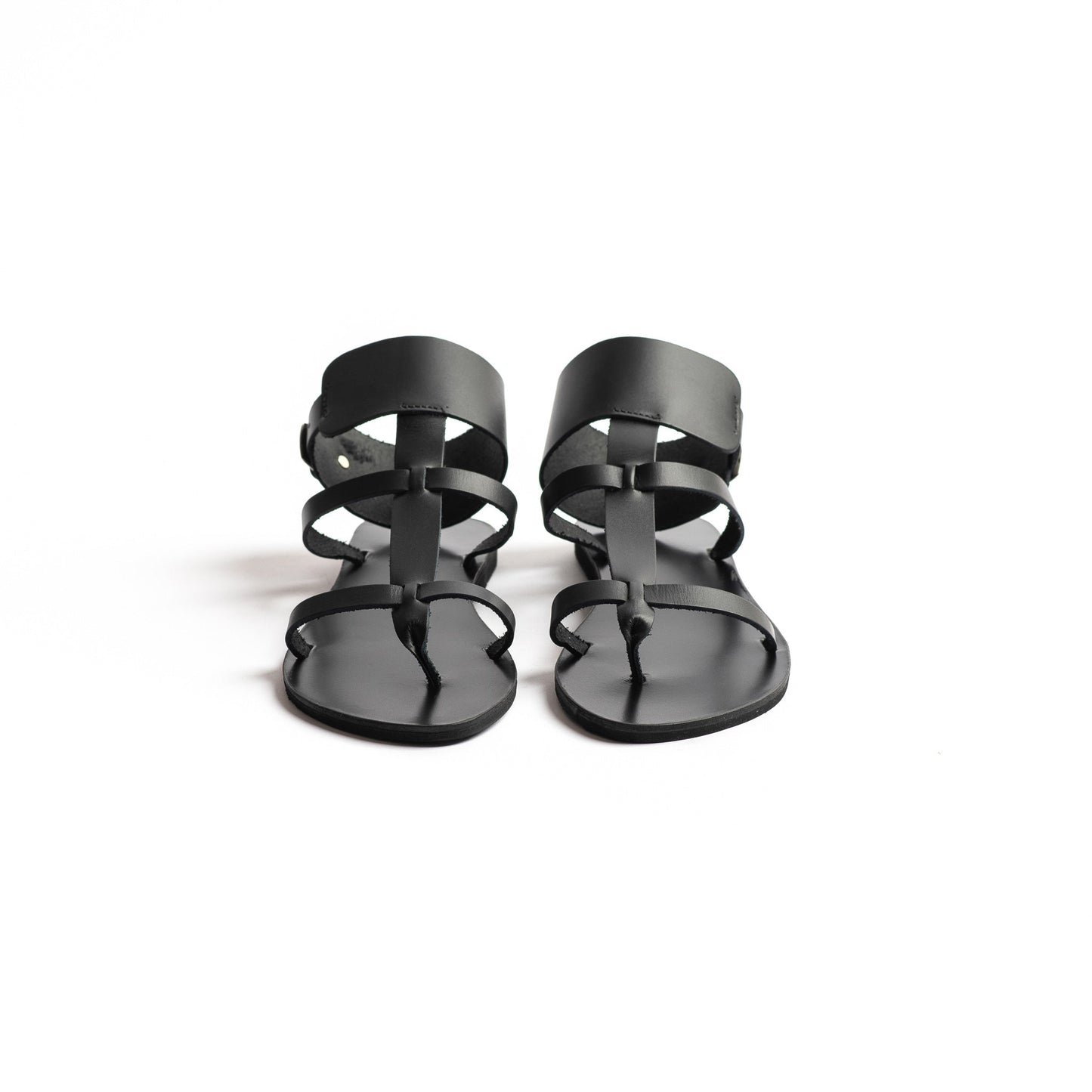 Athena Sandals - Womens Flats - Black Gladiator Sandals - PROÉLEFSI