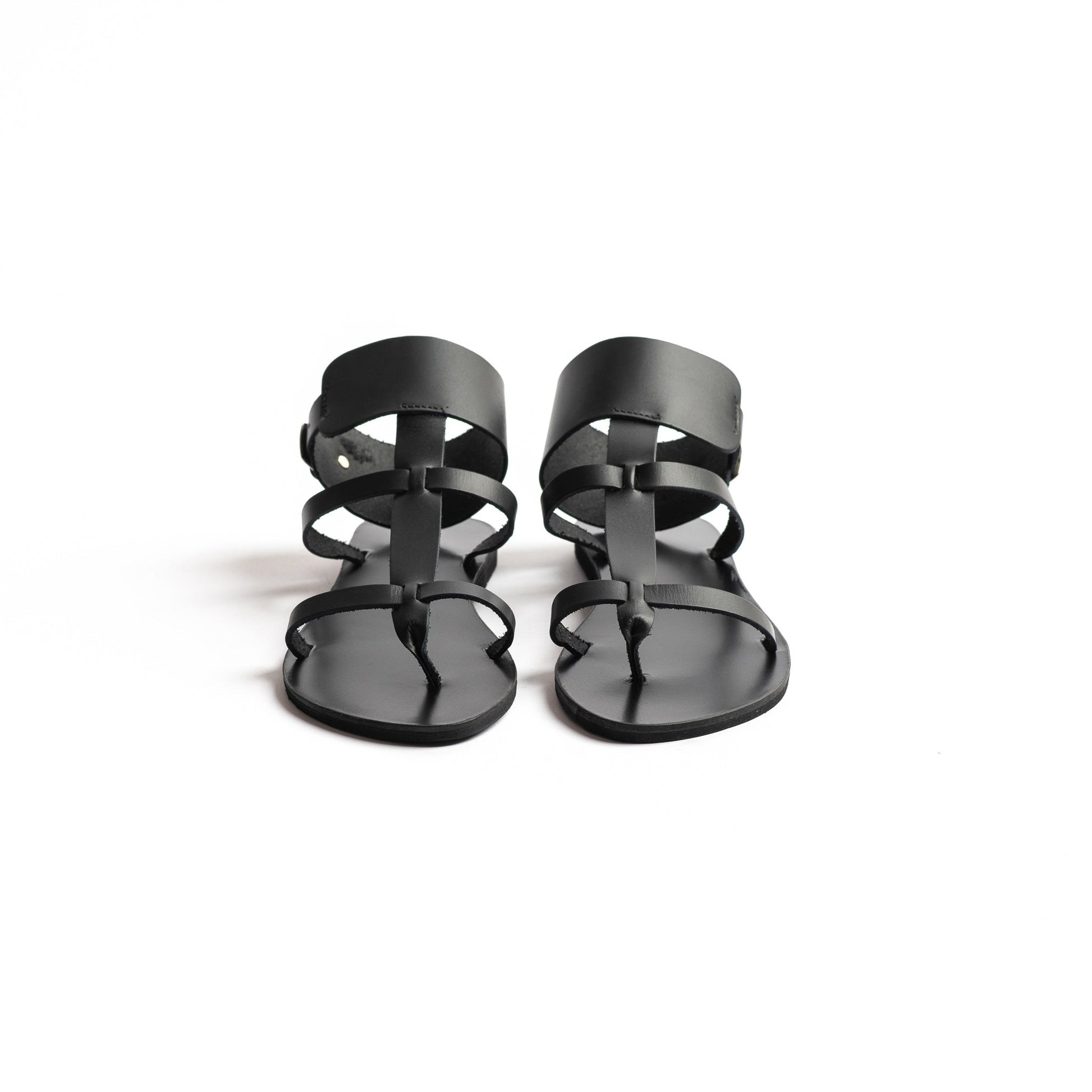 Athena Sandals - Womens Flats - Black Gladiator Sandals - PROÉLEFSI