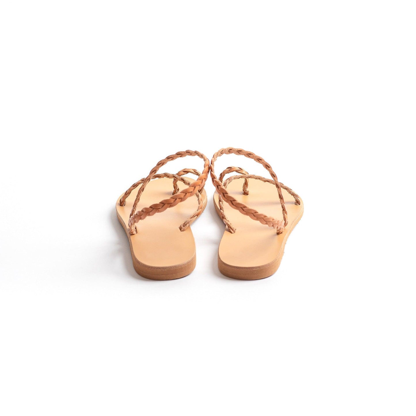 Braided Hera Sandals - Flat Sandals Tan - PROÉLEFSI