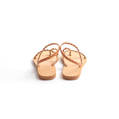 Braided Hera Sandals - Flat Sandals Tan - PROÉLEFSI