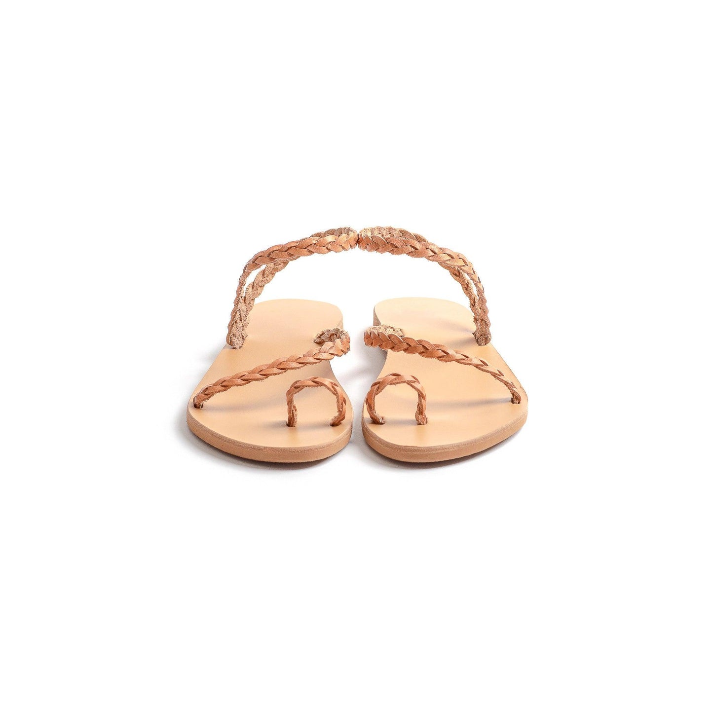 Braided Hera Sandals - Flat Sandals Tan - PROÉLEFSI