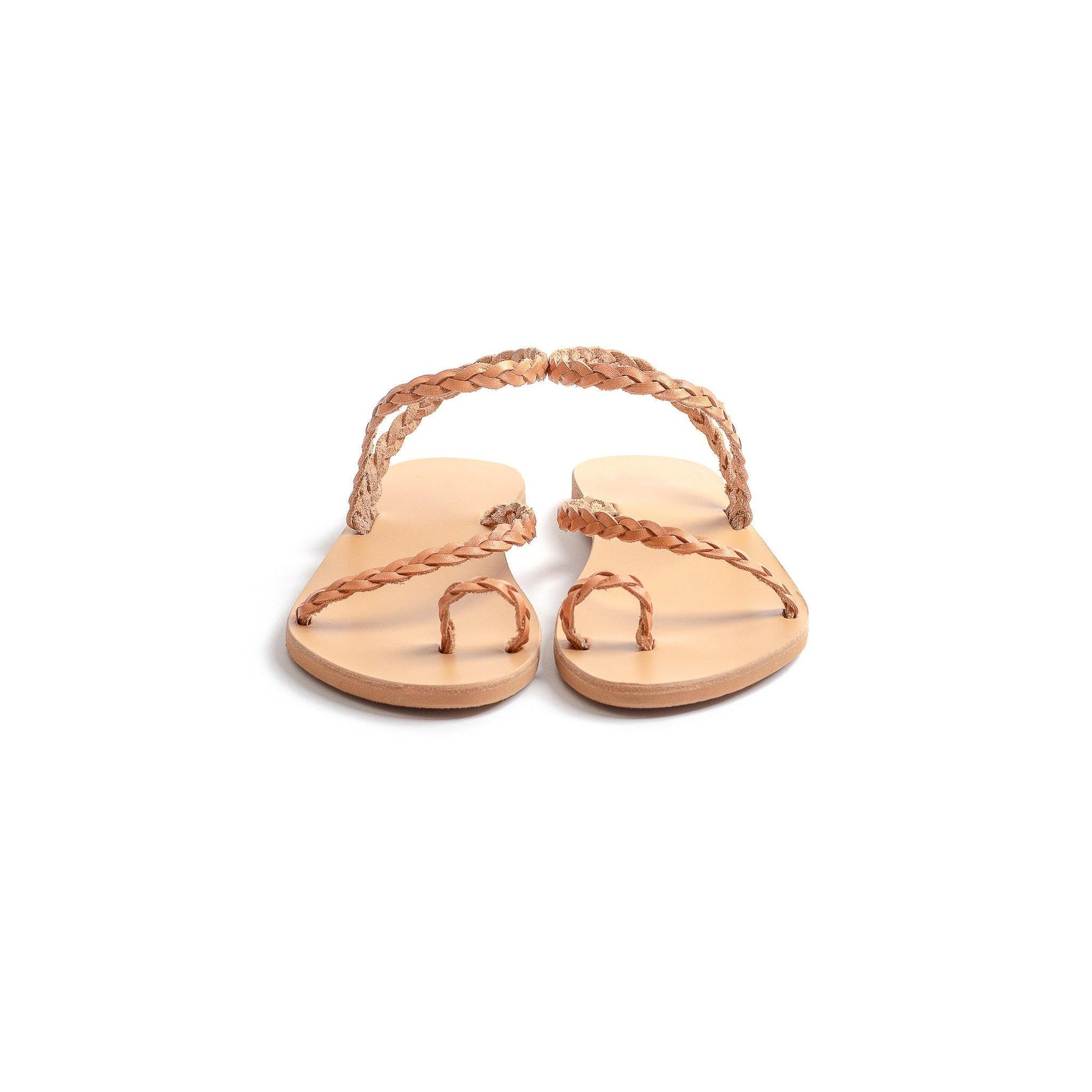 Braided Hera Sandals - Flat Sandals Tan - PROÉLEFSI