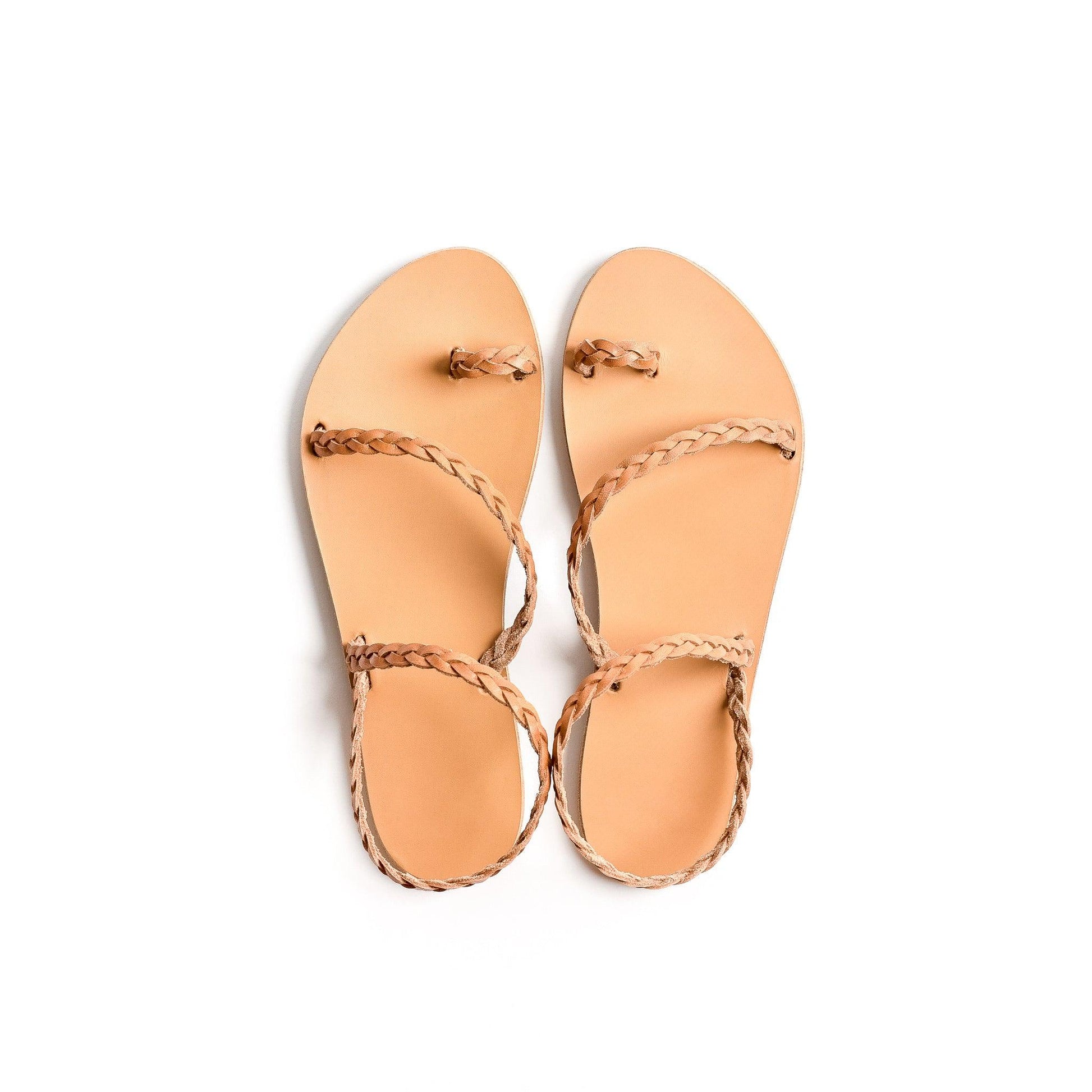 Braided Hera Sandals - Flat Sandals Tan - PROÉLEFSI