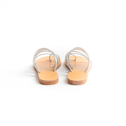 Harmonia Sandals - White Slide Sandals - PROÉLEFSI