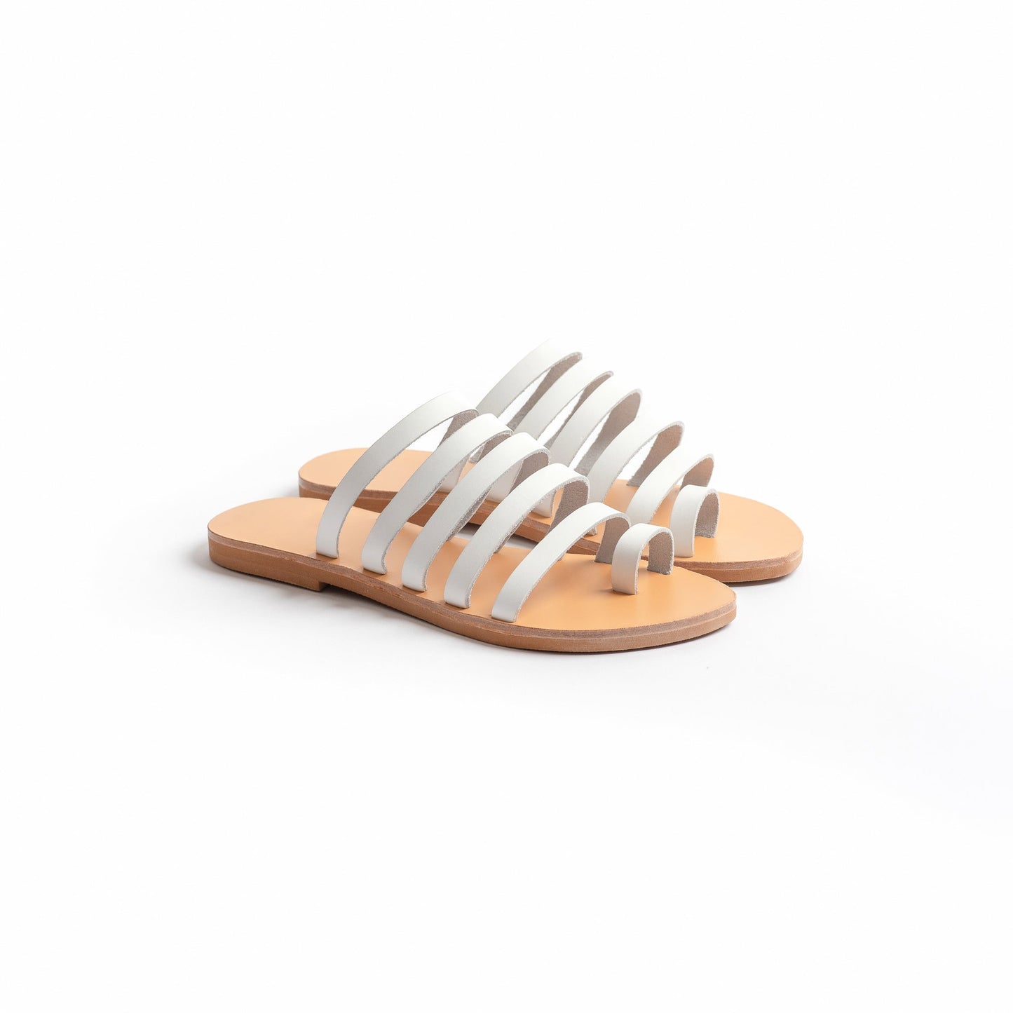 Harmonia Sandals - White Slide Sandals - PROÉLEFSI
