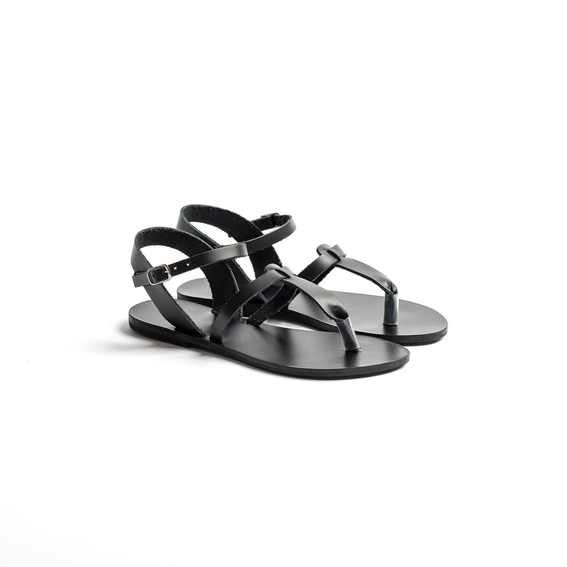 Sophia Sandals - Women's Black Flat Sandals - PROÉLEFSI